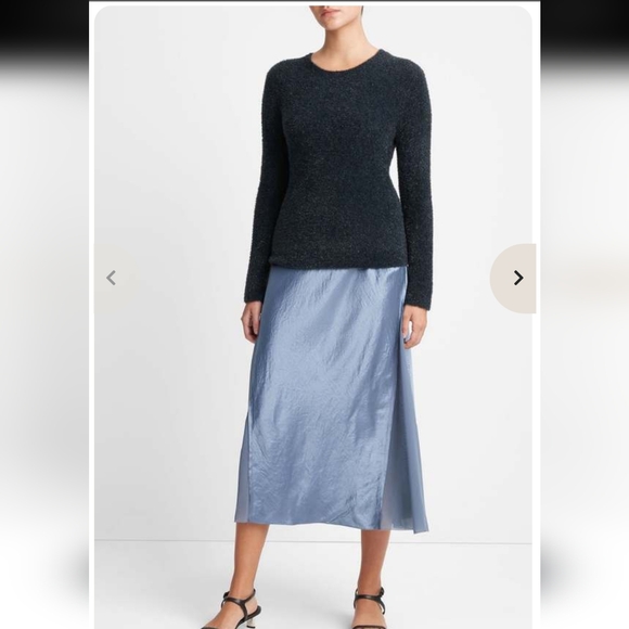 Vince Metallic Lurex Soft Eyelash Pullover Obsidian Black Sweater XL - Picture 2 of 8